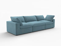 Deluxe Cloud 3-Seater Light Blue Couch Sectional | 3-Piece, Velvet Fabric, Living Room Seating, Washable Cushion Covers