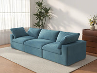 Deluxe Cloud 3-Seater Light Blue Couch Sectional | 3-Piece, Velvet Fabric, Living Room Seating, Washable Cushion Covers