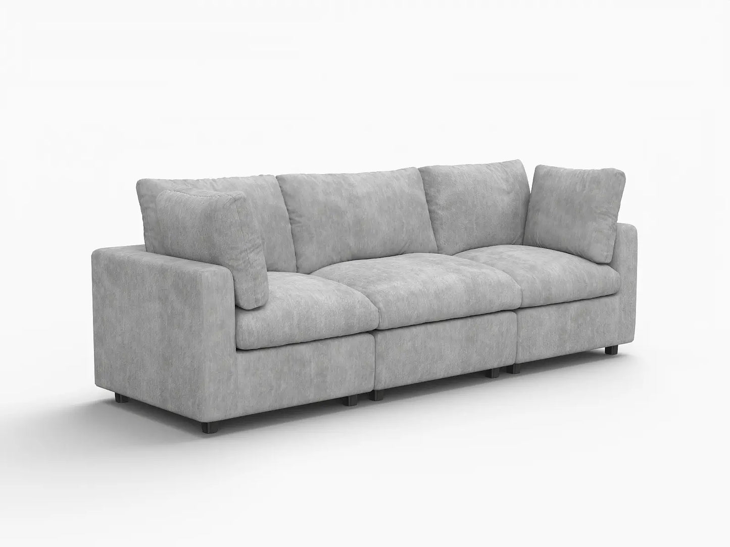 Sofá Seccional de 3 Plazas Deluxe Cloud Gris Claro | 3 Piezas, Tela de Chenilla con Mezcla de Lino, Fundas de Cojín Lavables