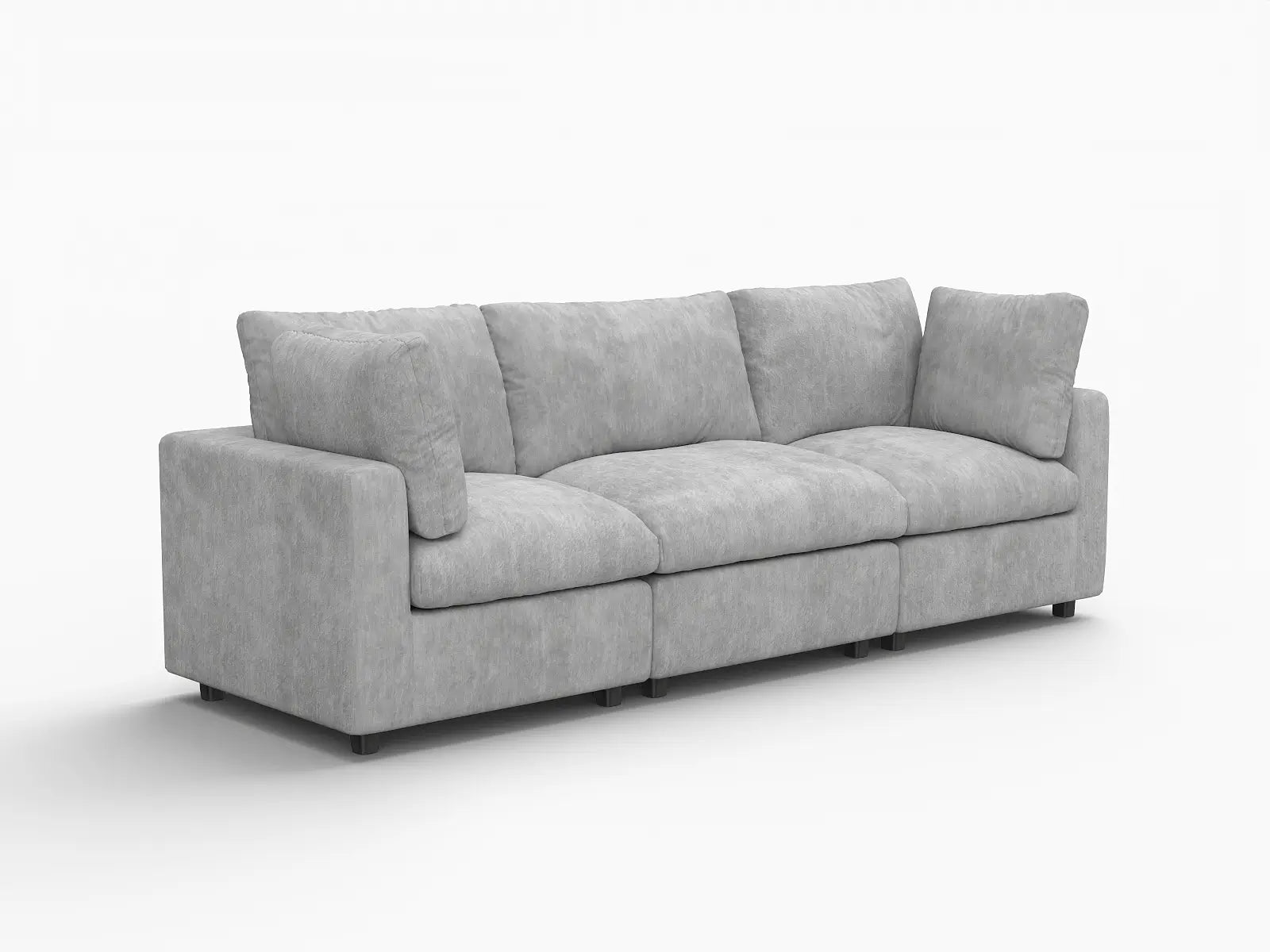 Sofá Seccional de 3 Plazas Deluxe Cloud Gris Claro | 3 Piezas, Tela de Chenilla con Mezcla de Lino, Fundas de Cojín Lavables