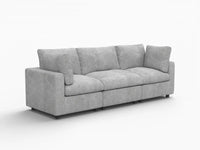Sofá Seccional de 3 Plazas Deluxe Cloud Gris Claro | 3 Piezas, Tela de Chenilla con Mezcla de Lino, Fundas de Cojín Lavables