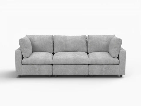 Lounge Cloud Sectional Sofa Covers | Light Grey Linen-Blend Chenille Sofa Cover for 3-Seater