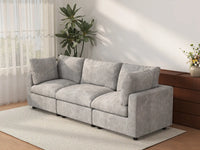 Sofá Seccional de 3 Plazas Deluxe Cloud Gris Claro | 3 Piezas, Tela de Chenilla con Mezcla de Lino, Fundas de Cojín Lavables