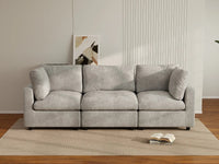 Sofá Seccional de 3 Plazas Deluxe Cloud Gris Claro | 3 Piezas, Tela de Chenilla con Mezcla de Lino, Fundas de Cojín Lavables