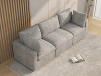 Sofá Seccional de 3 Plazas Deluxe Cloud Gris Claro | 3 Piezas, Tela de Chenilla con Mezcla de Lino, Fundas de Cojín Lavables
