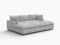 Fundas de sofá seccional Lounge Cloud | Funda de sofá de chenilla de mezcla de lino gris claro para 3 plazas con 3 otomanas