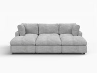 Fundas de sofá seccional Lounge Cloud | Funda de sofá de chenilla de mezcla de lino gris claro para 3 plazas con 3 otomanas