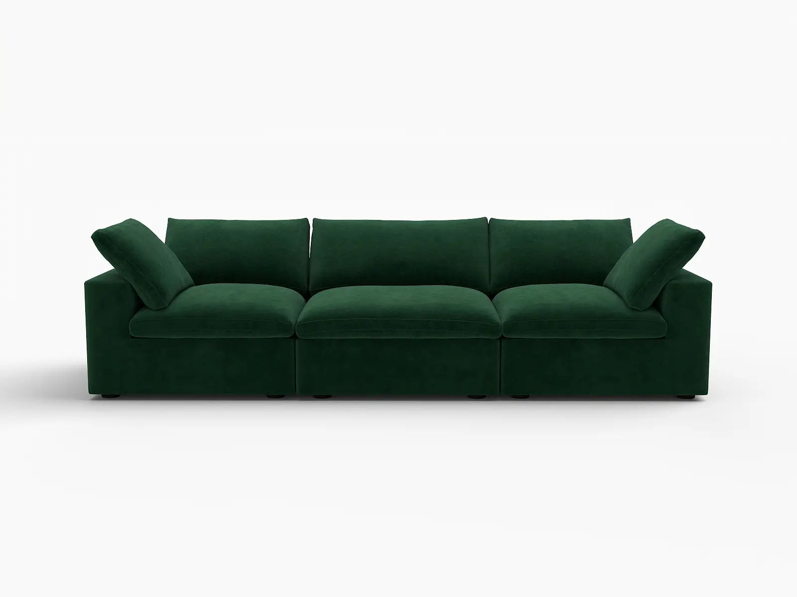 Deluxe Cloud 3-Seater Olive Green Couch Sectional | 3-Piece, Velvet Fabric, Living Room Seating, Washable Cushion Covers