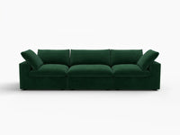 Deluxe Cloud 3-Seater Olive Green Couch Sectional | 3-Piece, Velvet Fabric, Living Room Seating, Washable Cushion Covers