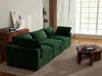 Deluxe Cloud 3-Seater Olive Green Couch Sectional | 3-Piece, Velvet Fabric, Living Room Seating, Washable Cushion Covers