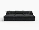 Deluxe Premium Cloud Sectional Sofa Covers | Black Cotton and Linen Sofa Cover for 3-Seater with 3-Ottomans