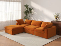 Deluxe Cloud 3-Seater Sofa Set in Terracotta Velvet | 4-Piece (Includes 1 Ottoman), Easy To Clean, Modular Design