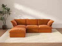 Deluxe Cloud 3-Seater Storage L-Shaped Sectional | 4-Piece (includes 1 ottoman), Velvet Fabric, Washable Covers