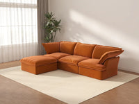 Deluxe Cloud 3-Seater Storage L-Shaped Sectional | 4-Piece (includes 1 ottoman), Velvet Fabric, Washable Covers