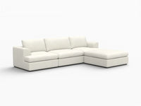Deluxe Cloud 3-Seater White Large Space L-Shaped Sectional | 4-Piece (Includes 1 Ottoman), Bouclé Sherpa-Like Fabric, Easy To Clean