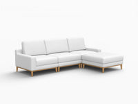 Deluxe Cloud 3-Seater White Large Space L-Shaped Sectional | 4-Piece (Includes 1 Ottoman), Linen Look Poly Fabric, Easy To Clean
