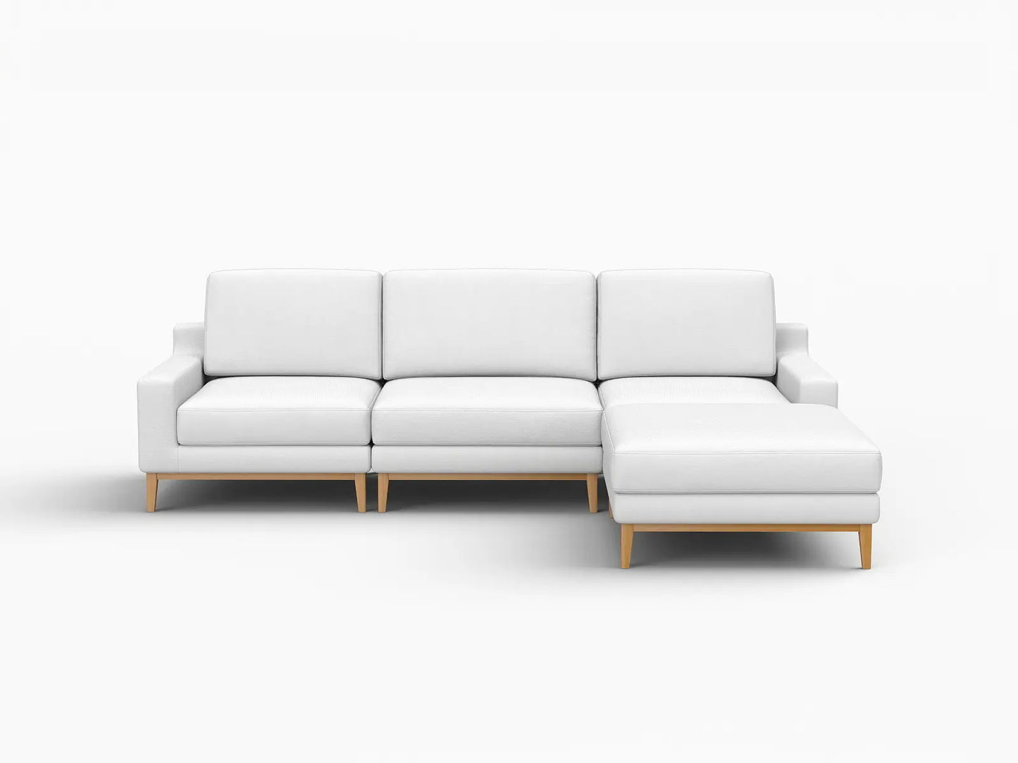 Deluxe Cloud 3-Seater White Large Space L-Shaped Sectional | 4-Piece (Includes 1 Ottoman), Linen Look Poly Fabric, Easy To Clean