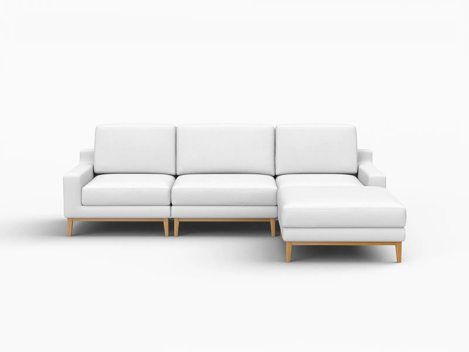 Deluxe Cloud 3-Seater White Large Space L-Shaped Sectional | 4-Piece (Includes 1 Ottoman), Linen Look Poly Fabric, Easy To Clean
