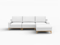 Deluxe Cloud 3-Seater White Large Space L-Shaped Sectional | 4-Piece (Includes 1 Ottoman), Linen Look Poly Fabric, Easy To Clean