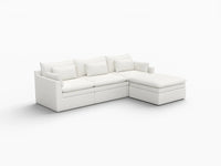 Seccional en forma de L grande de 3 plazas Deluxe Cloud blanco | 4 piezas (incluye 1 otomana), tejido de poliéster con aspecto de lino, fácil de limpiar