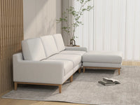 Deluxe Cloud 3-Seater White Large Space L-Shaped Sectional | 4-Piece (Includes 1 Ottoman), Linen Look Poly Fabric, Easy To Clean