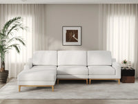 Deluxe Cloud 3-Seater White Large Space L-Shaped Sectional | 4-Piece (Includes 1 Ottoman), Linen Look Poly Fabric, Easy To Clean