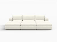 Deluxe Cloud 3-Seater White Large Space Pit Sectional | 6-Piece (Includes 3 Ottomans), Bouclé Sherpa-Like Fabric, Easy To Clean