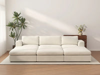 Deluxe Cloud 3-Seater White Large Space Pit Sectional | 6-Piece (Includes 3 Ottomans), Bouclé Sherpa-Like Fabric, Easy To Clean