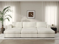 Deluxe Cloud 3-Seater White Large Space Pit Sectional | 6-Piece (Includes 3 Ottomans), Bouclé Sherpa-Like Fabric, Easy To Clean