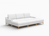 Deluxe Cloud 3-Seater White Large Space Pit Sectional | 6-Piece (Includes 3 Ottomans), Linen Look Poly Fabric, Easy To Clean