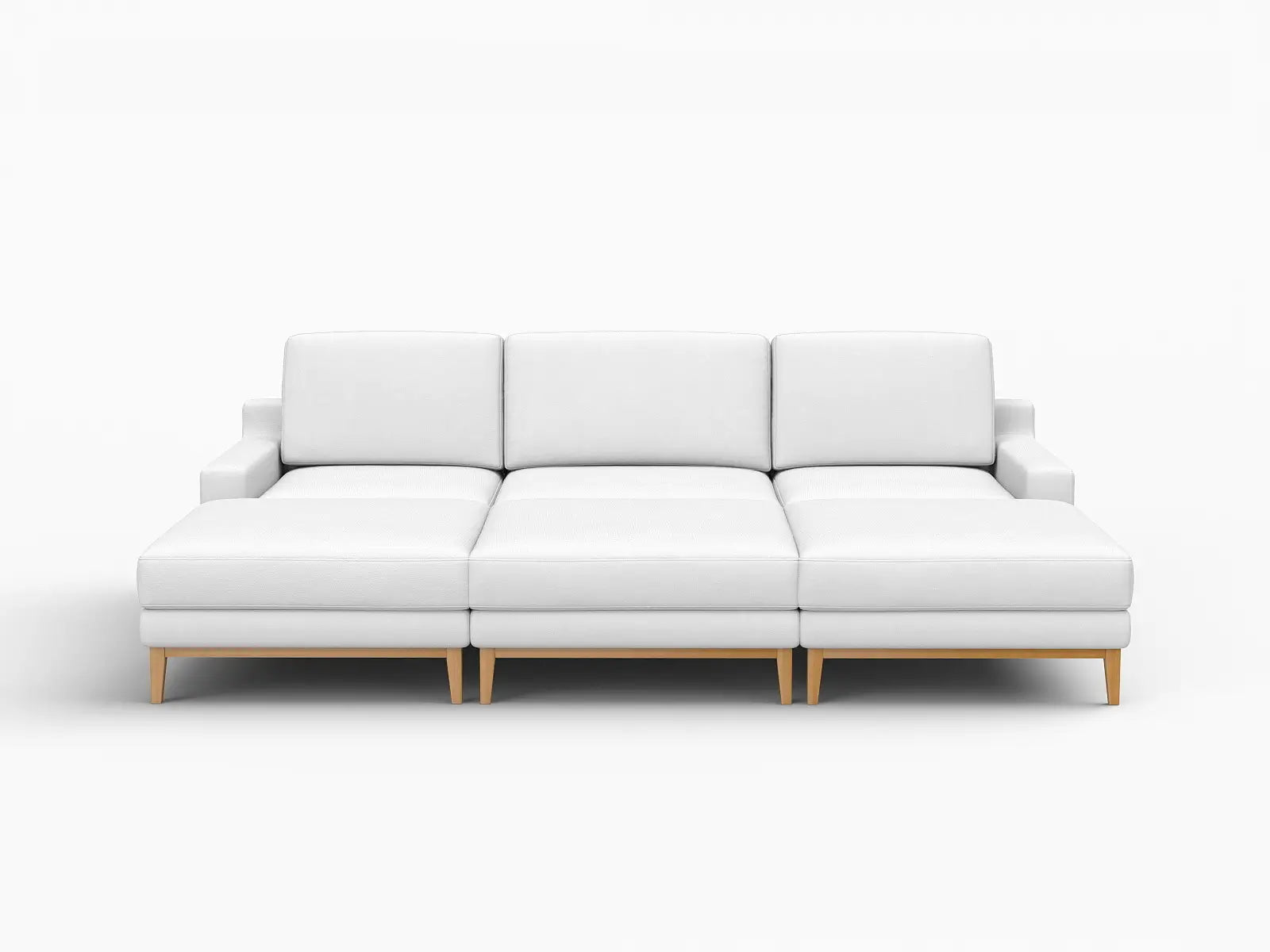 Deluxe Cloud 3-Seater White Large Space Pit Sectional | 6-Piece (Includes 3 Ottomans), Linen Look Poly Fabric, Easy To Clean