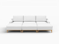 Deluxe Cloud 3-Seater White Large Space Pit Sectional | 6-Piece (Includes 3 Ottomans), Linen Look Poly Fabric, Easy To Clean