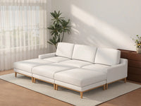 Deluxe Cloud 3-Seater White Large Space Pit Sectional | 6-Piece (Includes 3 Ottomans), Linen Look Poly Fabric, Easy To Clean