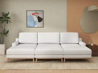 Deluxe Cloud 3-Seater White Large Space Pit Sectional | 6-Piece (Includes 3 Ottomans), Linen Look Poly Fabric, Easy To Clean