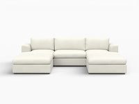 Deluxe Cloud 3-Seater White Large Space U-Shaped Sectional | 5-Piece (Includes 2 Ottomans), Bouclé Sherpa-Like Fabric, Easy To Clean