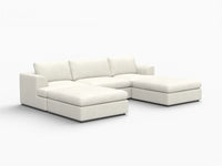 Deluxe Cloud 3-Seater White Large Space U-Shaped Sectional | 5-Piece (Includes 2 Ottomans), Bouclé Sherpa-Like Fabric, Easy To Clean