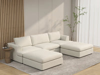 Deluxe Cloud 3-Seater White Large Space U-Shaped Sectional | 5-Piece (Includes 2 Ottomans), Bouclé Sherpa-Like Fabric, Easy To Clean