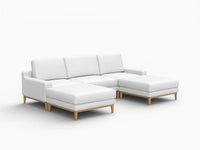 Deluxe Cloud 3-Seater White Large Space U-Shaped Sectional | 5-Piece (Includes 2 Ottomans), Linen Look Poly Fabric, Easy To Clean