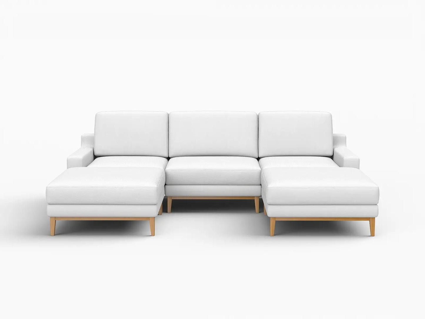 Deluxe Cloud 3-Seater White Large Space U-Shaped Sectional | 5-Piece (Includes 2 Ottomans), Linen Look Poly Fabric, Easy To Clean