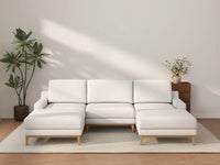 Deluxe Cloud 3-Seater White Large Space U-Shaped Sectional | 5-Piece (Includes 2 Ottomans), Linen Look Poly Fabric, Easy To Clean