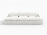 Deluxe Premium Cloud Sectional Sofa Covers | White Cotton and Linen Sofa Cover for 3-Seater with 3-Ottomans