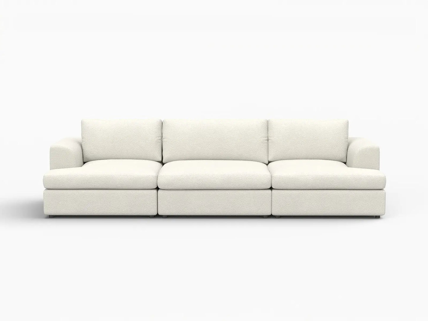 Deluxe Cloud 3-Seater White Small Space Couch Sectional | 3-Piece, Bouclé Sherpa-Like Fabric, Easy To Clean