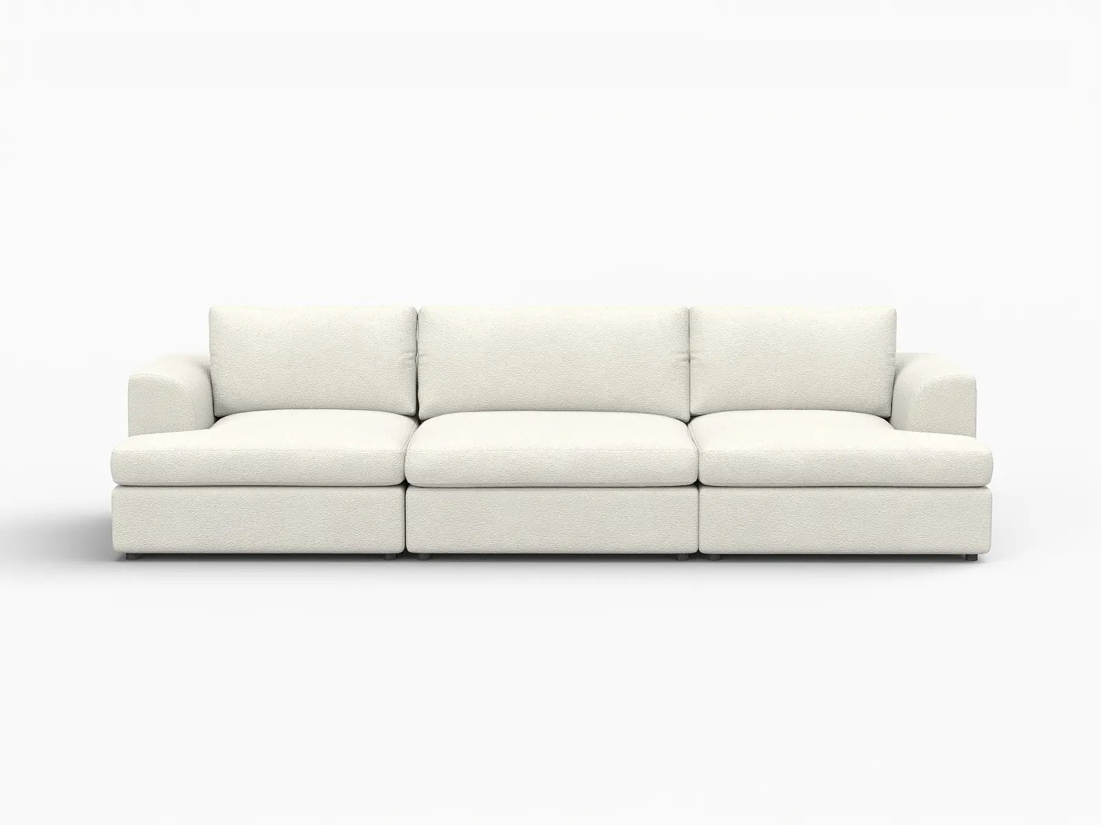 Deluxe Cloud 3-Seater White Small Space Couch Sectional | 3-Piece, Bouclé Sherpa-Like Fabric, Easy To Clean