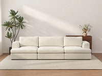 Deluxe Cloud 3-Seater White Small Space Couch Sectional | 3-Piece, Bouclé Sherpa-Like Fabric, Easy To Clean