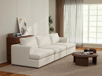 Deluxe Cloud 3-Seater White Small Space Couch Sectional | 3-Piece, Bouclé Sherpa-Like Fabric, Easy To Clean