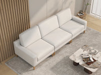 Deluxe Cloud 3-Seater White Small Space Couch Sectional | 3-Piece, Linen Look Poly Fabric, Easy To Clean