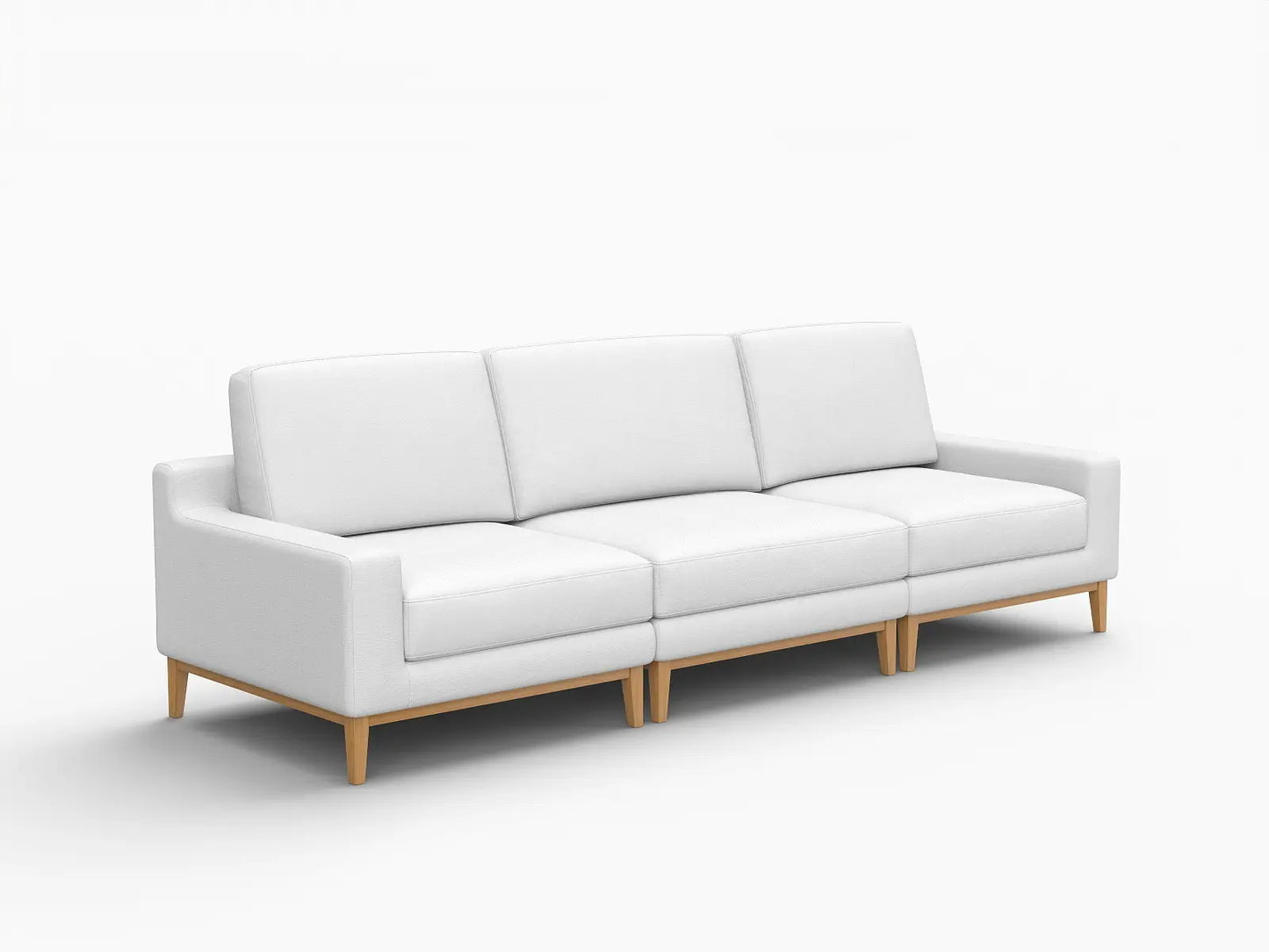 Deluxe Cloud 3-Seater White Small Space Couch Sectional | 3-Piece, Linen Look Poly Fabric, Easy To Clean
