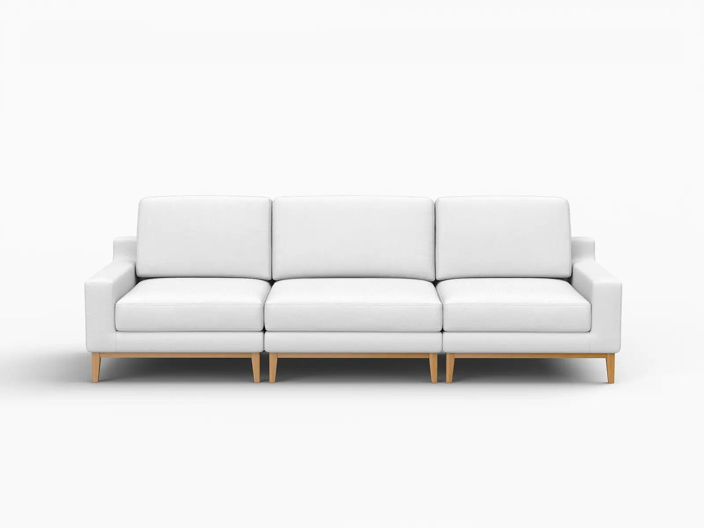 Deluxe Cloud 3-Seater White Small Space Couch Sectional | 3-Piece, Linen Look Poly Fabric, Easy To Clean