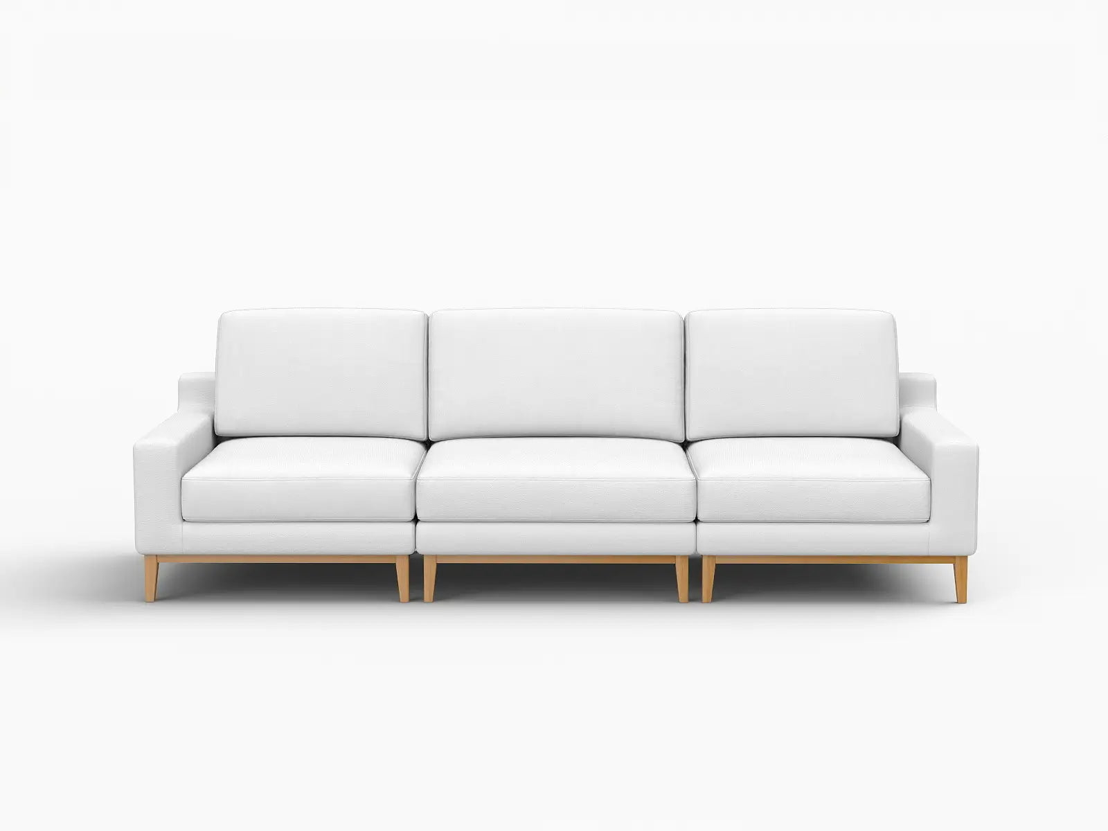 Deluxe Cloud 3-Seater White Small Space Couch Sectional | 3-Piece, Linen Look Poly Fabric, Easy To Clean