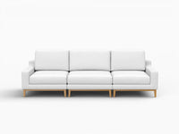 Deluxe Cloud 3-Seater White Small Space Couch Sectional | 3-Piece, Linen Look Poly Fabric, Easy To Clean
